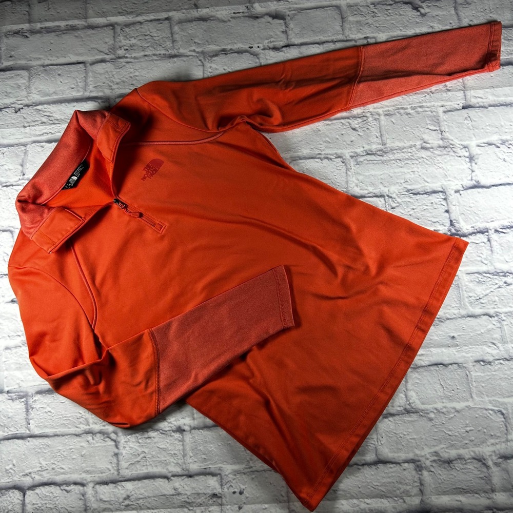 The North Face Womens 1/4 Zip Pullover Coral Orange Activewear Top Size M